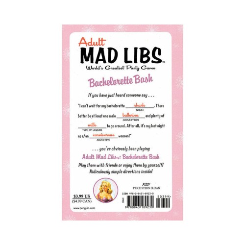 Bachelorette Bash Mad Libs - Juego de Fiesta Divertido