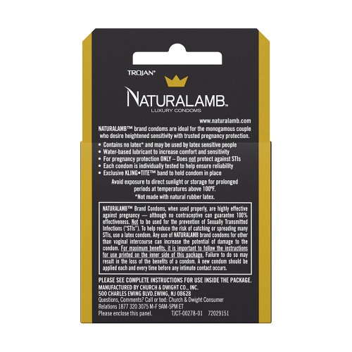 Naturalamb Lubricated Condoms for Sensitivity