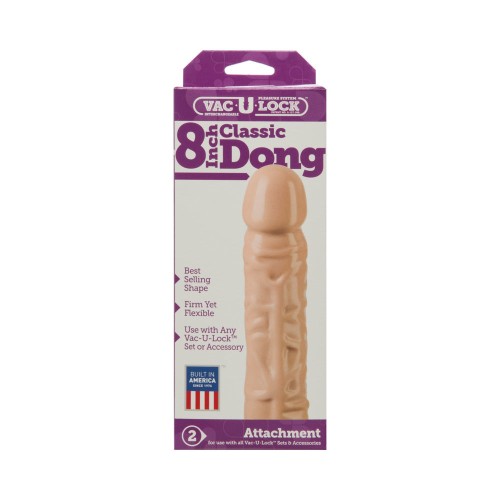 Dong Clásico de 8 Pulgadas Vac-U-Lock Blanco - Realismo Definitivo