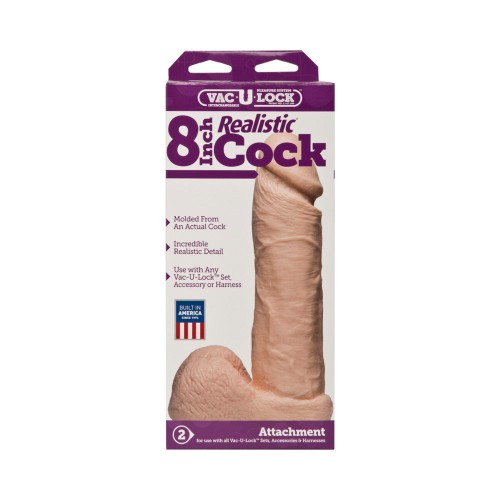 Vac-U-Lock 8 Pulgadas Pene Realista Blanco