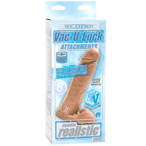 Pene Realista Vac-U-Lock de 8 Pulgadas Marrón