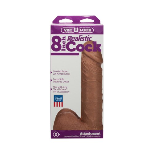 Vac-U-Lock 8 Inch Realistic Cock Brown