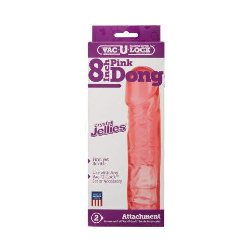 Vac-U-Lock 8 Inch Pink Dong Crystal Jellies