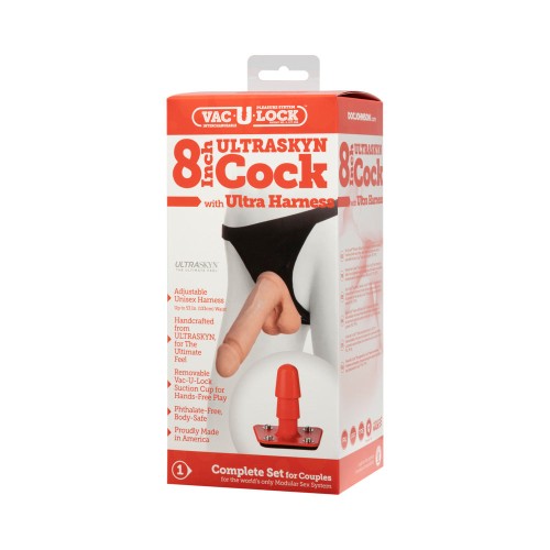 Vac-U-Lock 8 Pulgadas Cock ULTRASKYN con Arnes Ultra