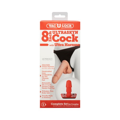 Vac-U-Lock 8 Pulgadas Cock ULTRASKYN con Arnes Ultra