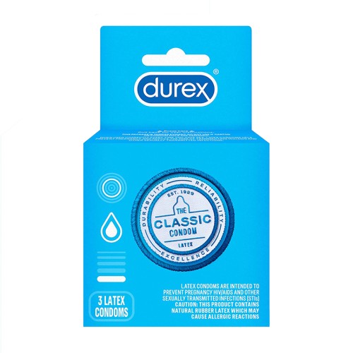 Preservativos Lubricados Durex Clásico - 3 Pack