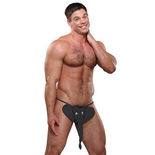 Male Power Squeaker Elephant G-String Black