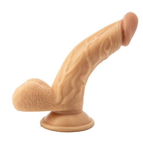 Dong Curvado de 6.5 in. All American Whoppers con Testículos - Beige