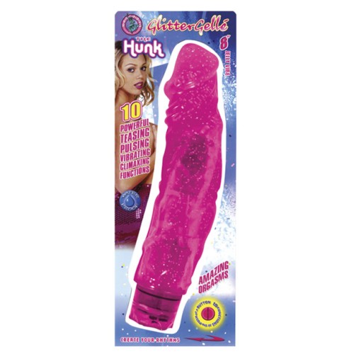 Vibrador Glitter Gelle Hunk de 8in Rosa