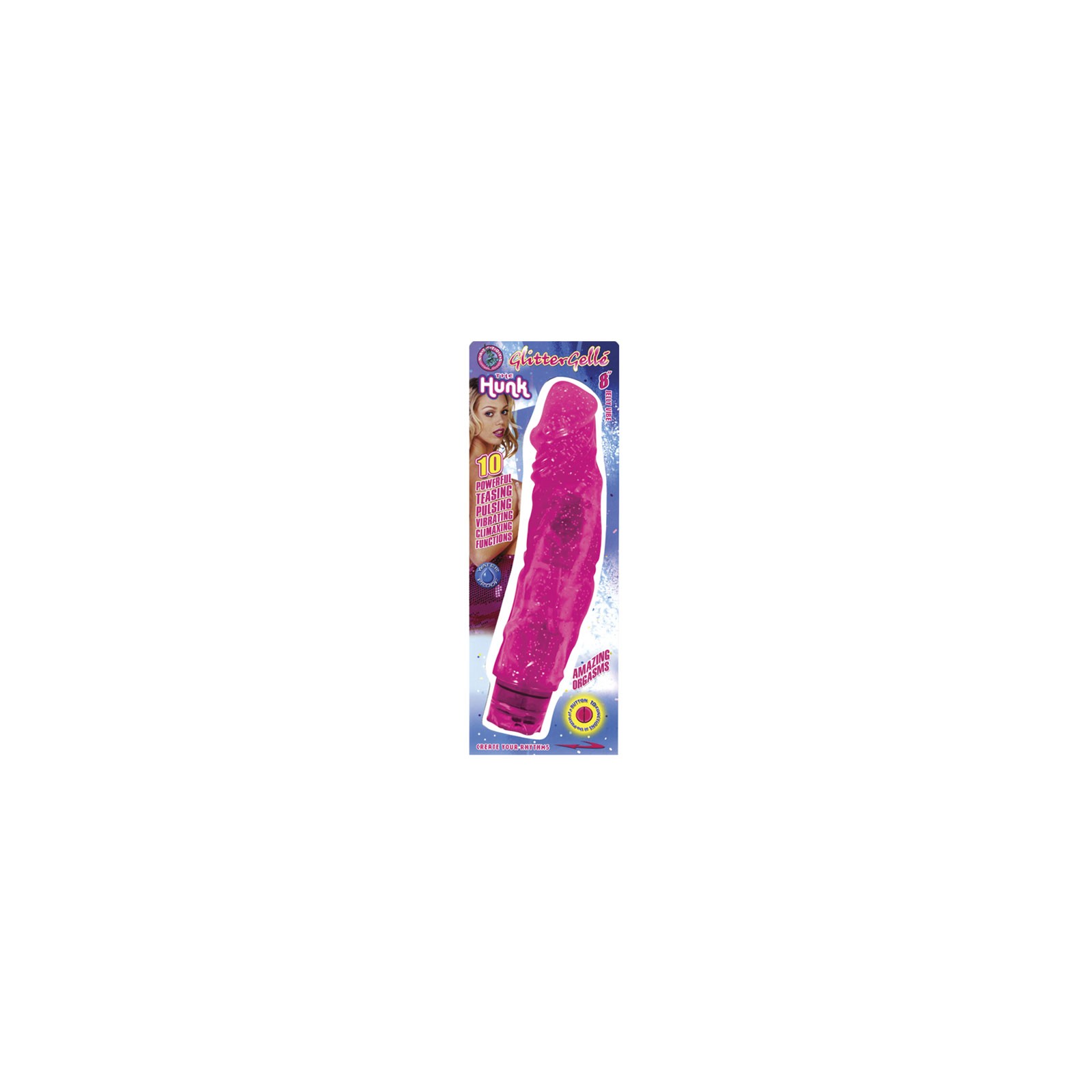 Vibrador Glitter Gelle Hunk de 8in Rosa