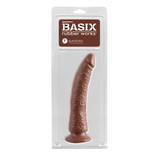 Pipedream Basix Slim Seven 7 in. Dildo Brown