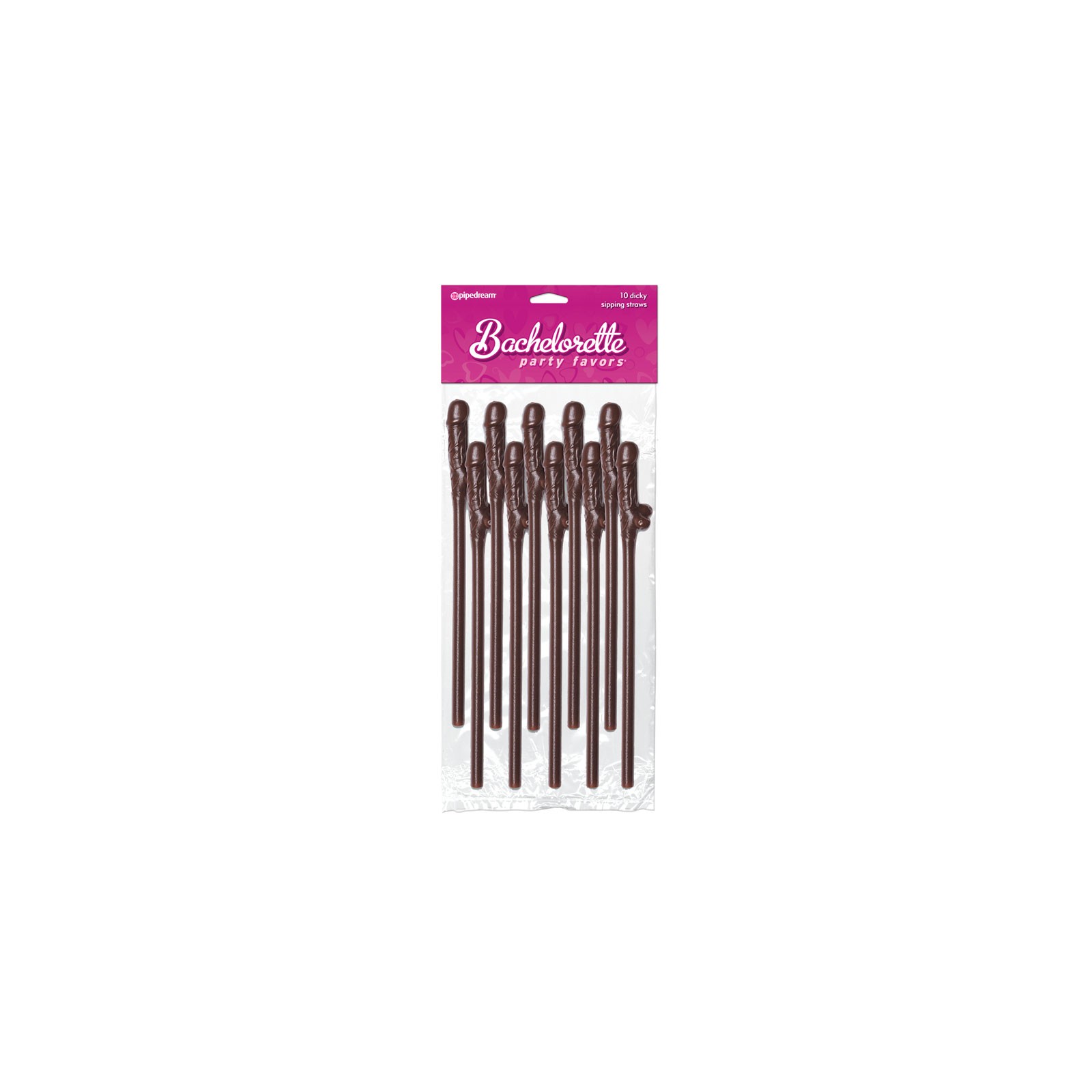 Pipedream Bachelorette Party Favors 10-Piece Dicky Sipping Straws Brown