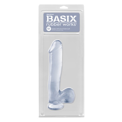 Pipedream Basix 10 in. Dong with Balls & Suction Cup Clear