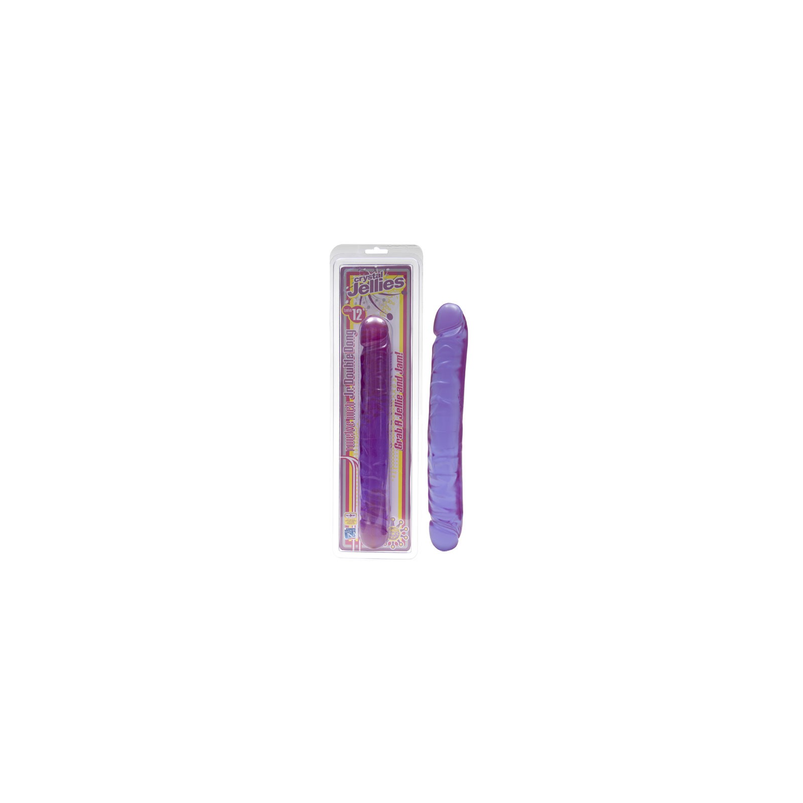 Crystal Jellies Double Dong Jr. 12in Purple - Great for Double Penetration