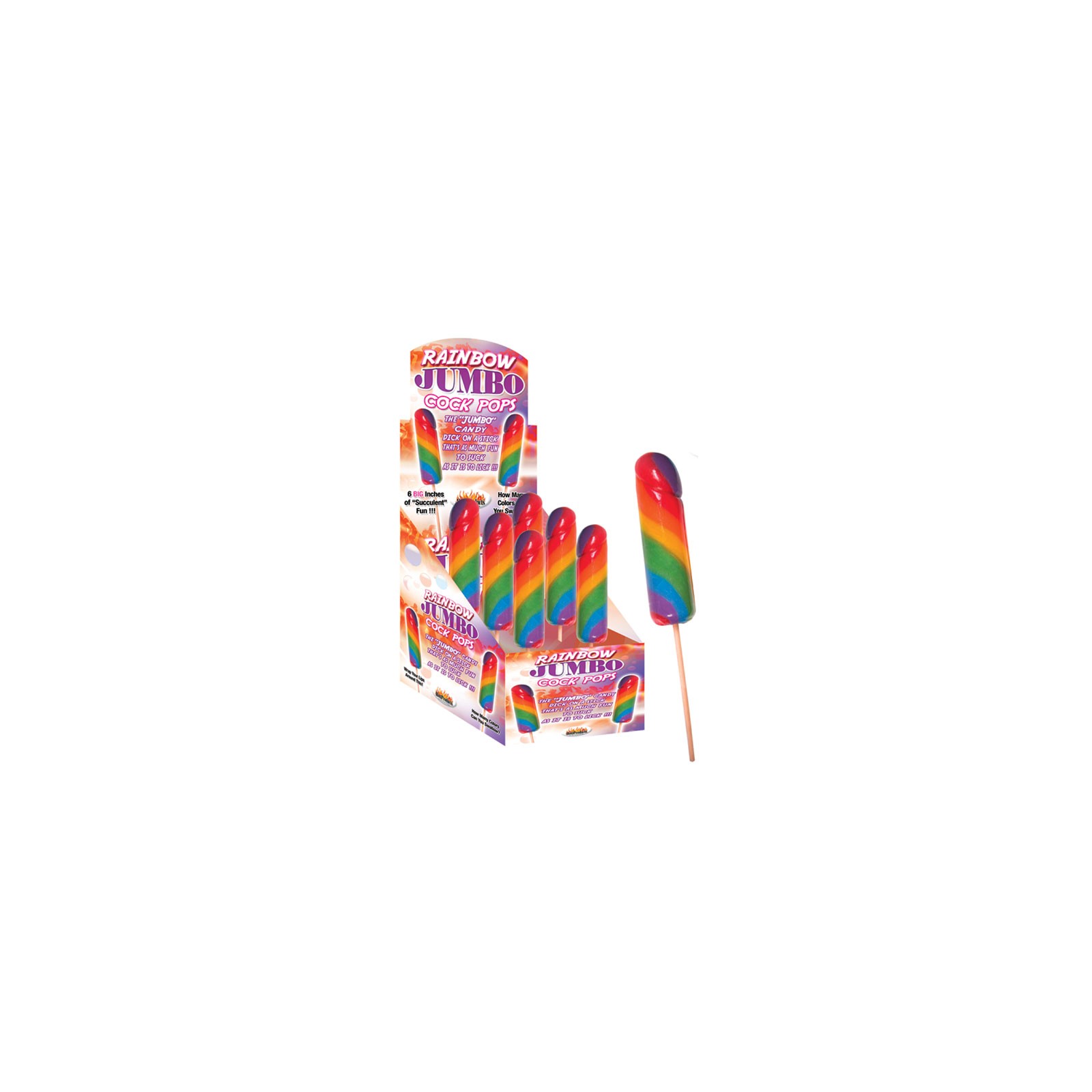 Rainbow Jumbo Cock Pops for Parties