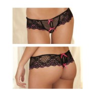 Tanga de Encaje Crotchless René Rofe con Lazos M/L