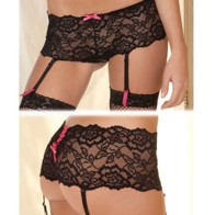 Culotte de Encaje Sin Entrepierna con Garter Rene Rofe M/L