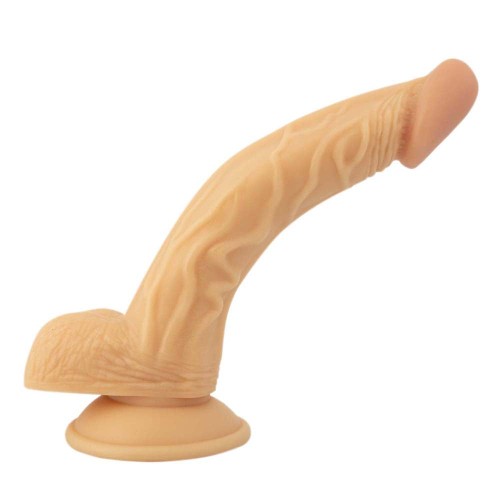 All American Whoppers 8 inch Curved Dong with Balls Beige