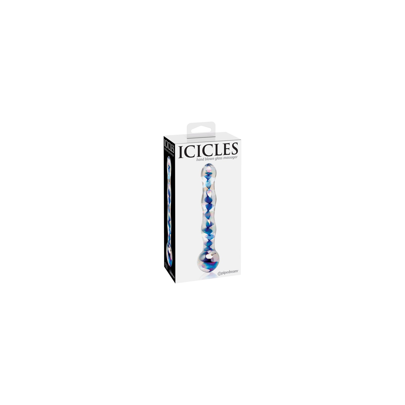 Pipedream Icicles Wavy Glass Dildo Blue/Clear 7 in