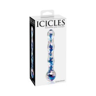 Pipedream Icicles Wavy Glass Dildo Blue/Clear 7 in