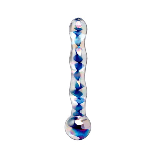 Dildo de Vidrio Ondulado No. 8 Icicles Azul/Transparente 7 in