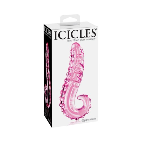 Dildo de Vidrio Pipedream Icicles No. 24 con Mango Rosa