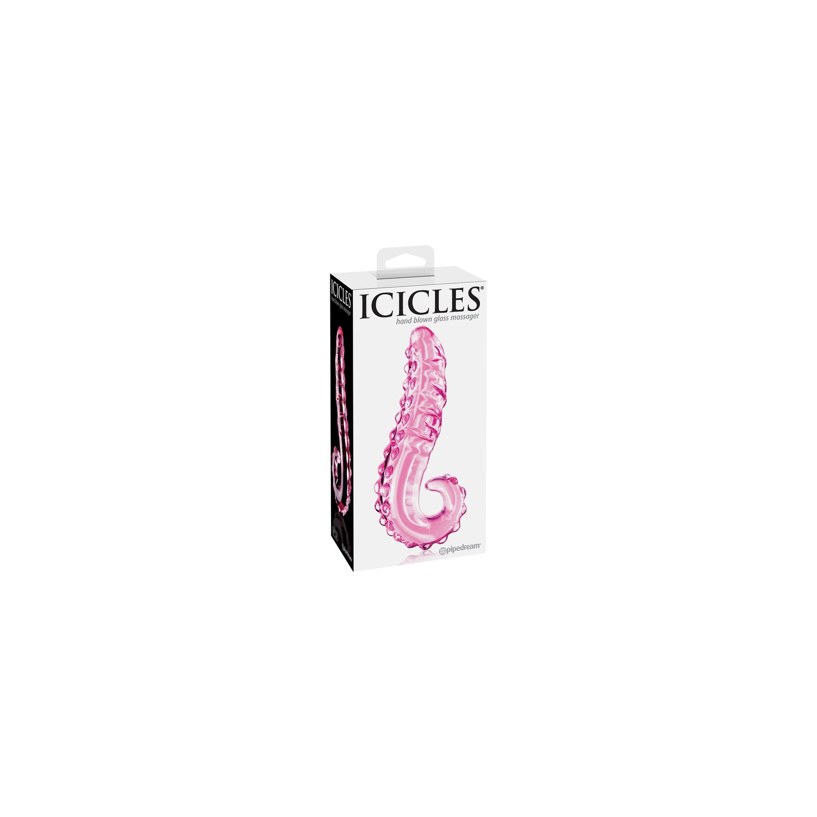 Dildo de Vidrio Pipedream Icicles No. 24 con Mango Rosa