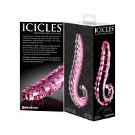 Dildo de Vidrio Pipedream Icicles No. 24 con Mango Rosa