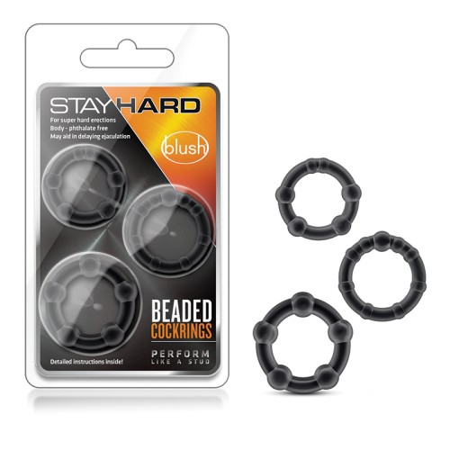 Stay Hard Beaded Cockrings 3-Piece Set - Black Pleasure