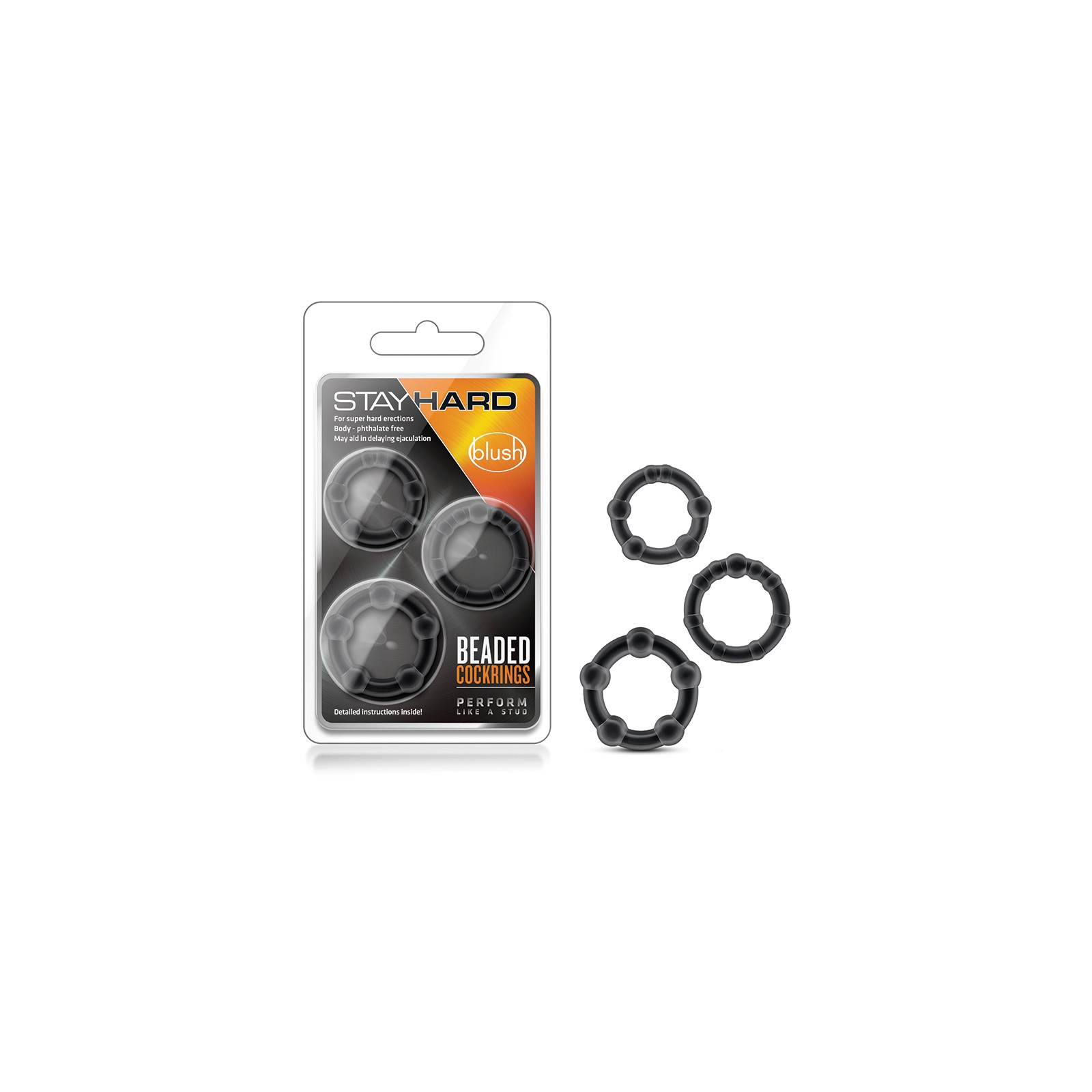 Set de 3 Anillos para Erección Stay Hard Beaded - Placer Negro