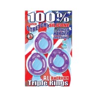 All American Triple Rings (Transparente/Púrpura)