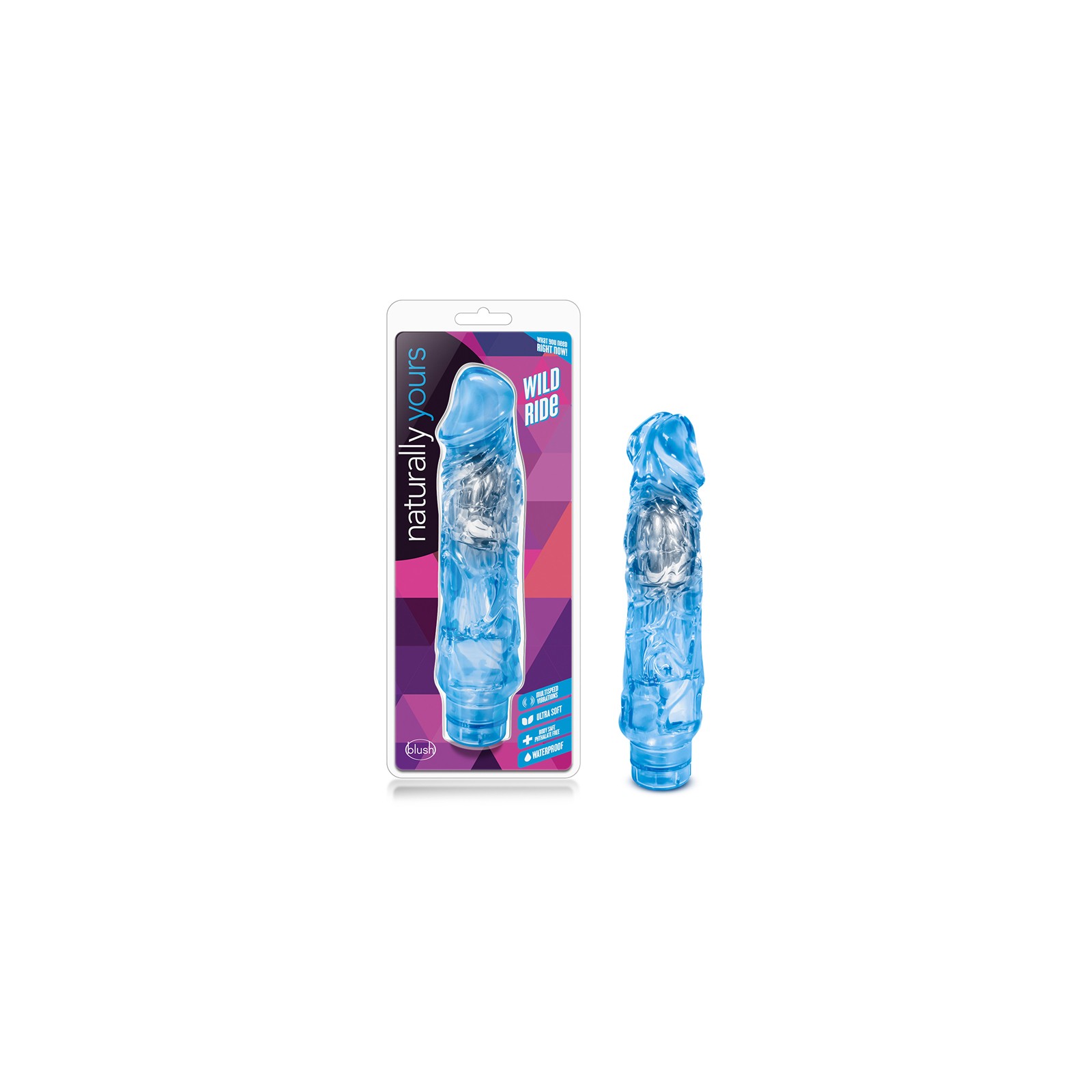 Dildo Vibrador Realista Wild Ride - Azul, 9 in.