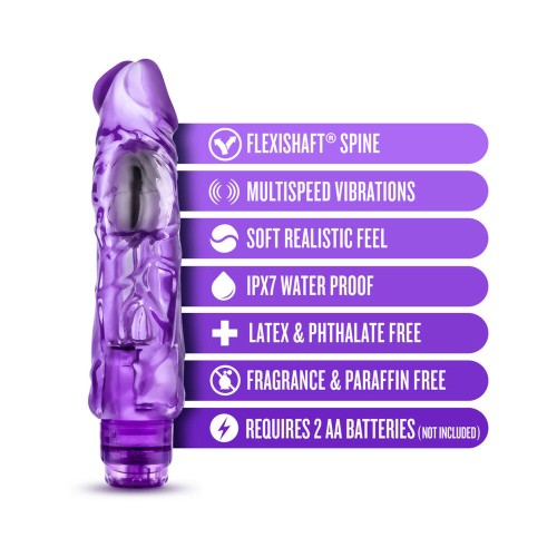 Naturally Yours Wild Ride Dildo Vibrador Realista de 9 in. Púrpura