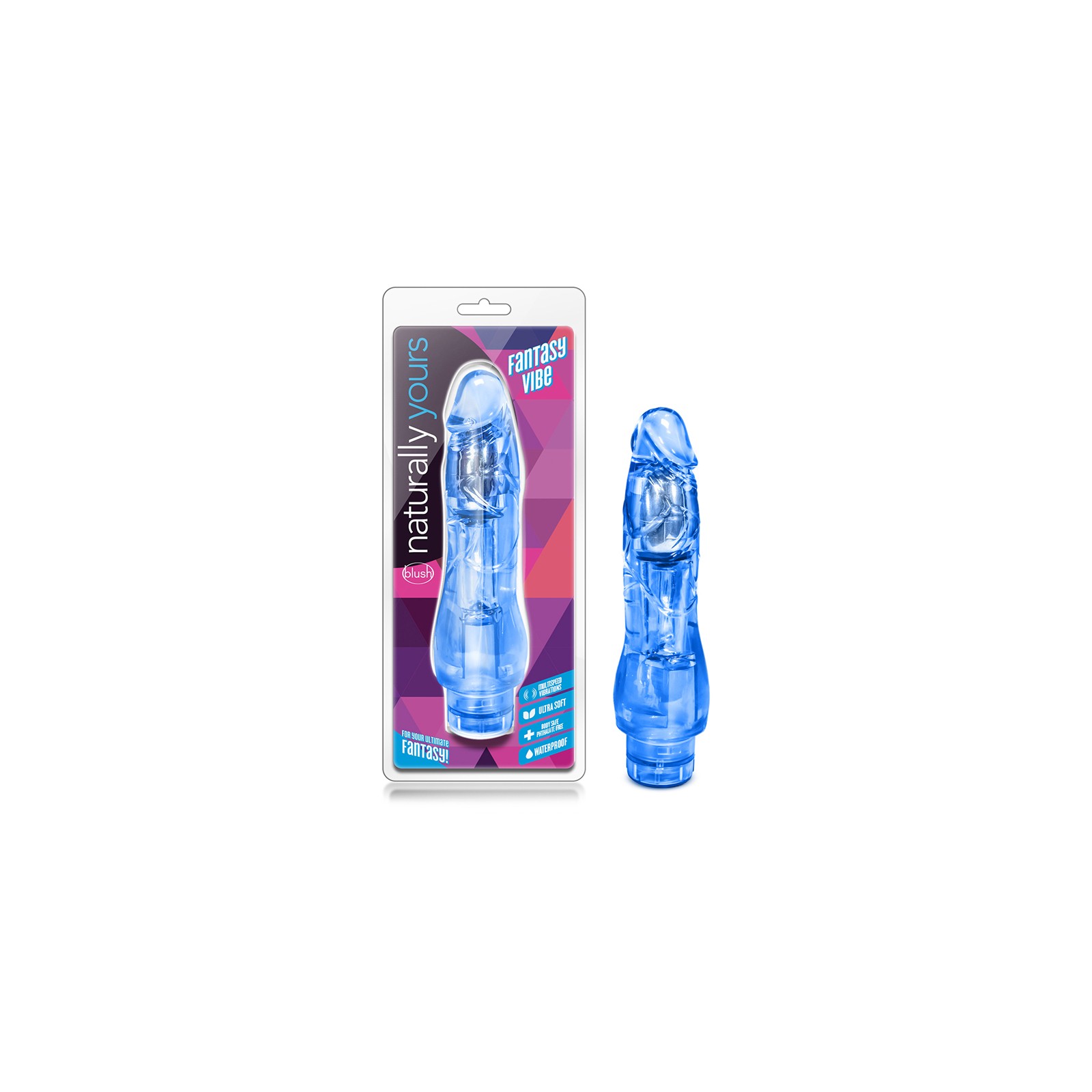 Naturally Yours Fantasy Vibe Realistic Vibrating Dildo Blue