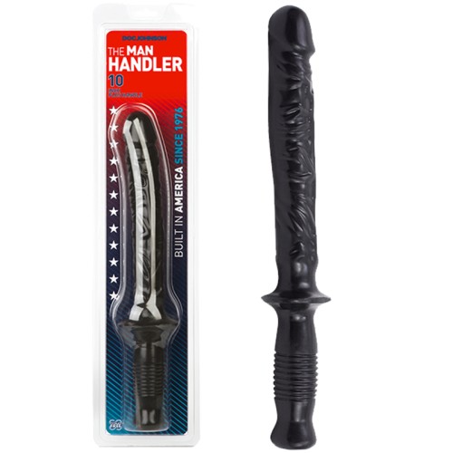 The Manhandler Black PVC 14.5 inch Dildo with Handle