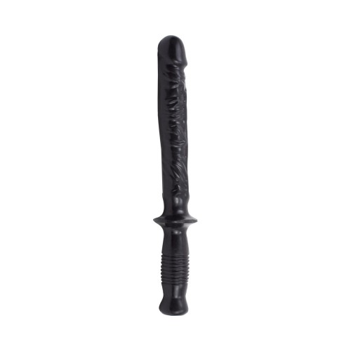 The Manhandler Black PVC 14.5 inch Dildo with Handle