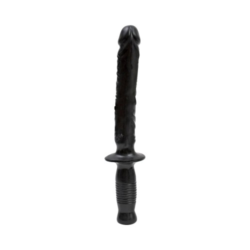 The Manhandler Black PVC 14.5 inch Dildo with Handle