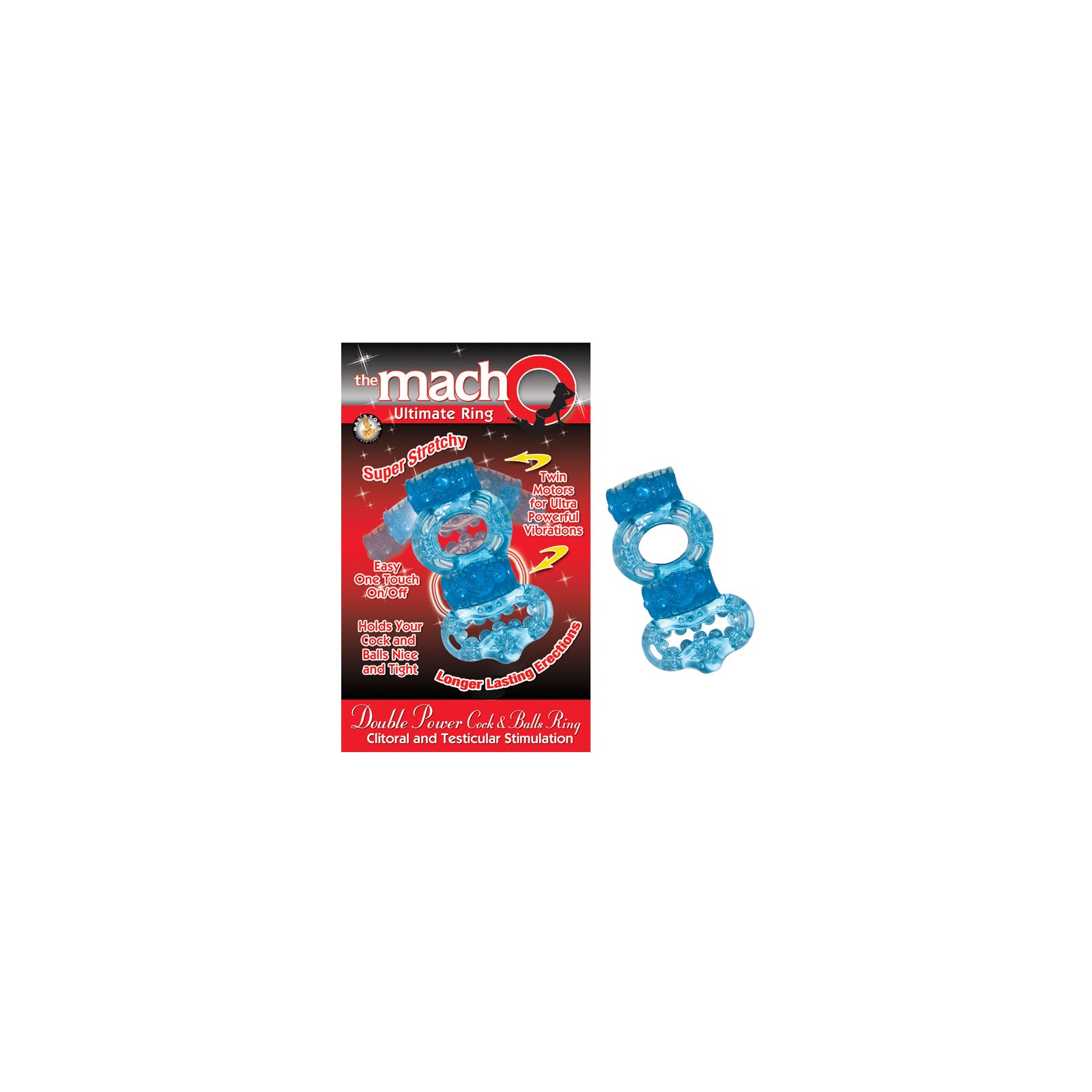 Macho 2X Power Vibrating Cock & Balls Ring in Blue