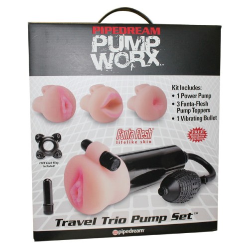 Pipedream Pump Worx Set de 5 Piezas para Viajes - Beige/Negro