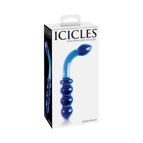 Pipedream Icicles Curved Beaded Glass Dildo Blue