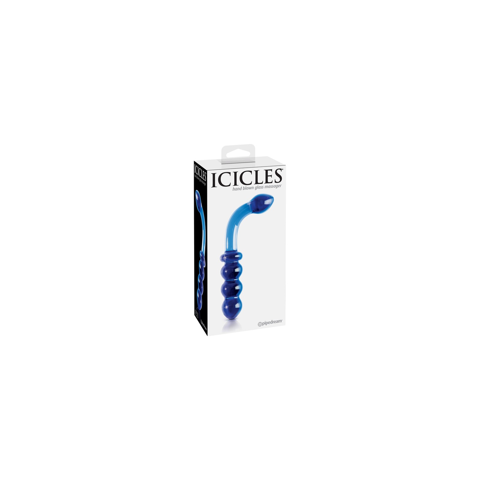 Pipedream Icicles Dildo de Vidrio Curvado y con Perlas Azul