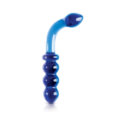 Pipedream Icicles Curved Beaded Glass Dildo Blue