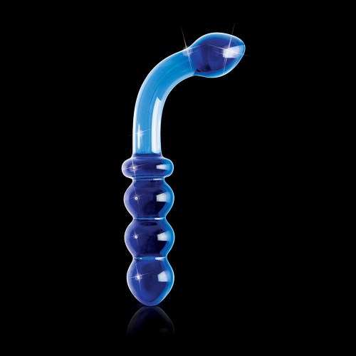 Pipedream Icicles Dildo de Vidrio Curvado y con Perlas Azul