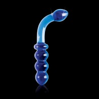 Pipedream Icicles Curved Beaded Glass Dildo Blue