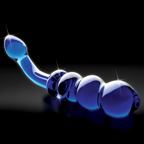 Pipedream Icicles Dildo de Vidrio Curvado y con Perlas Azul