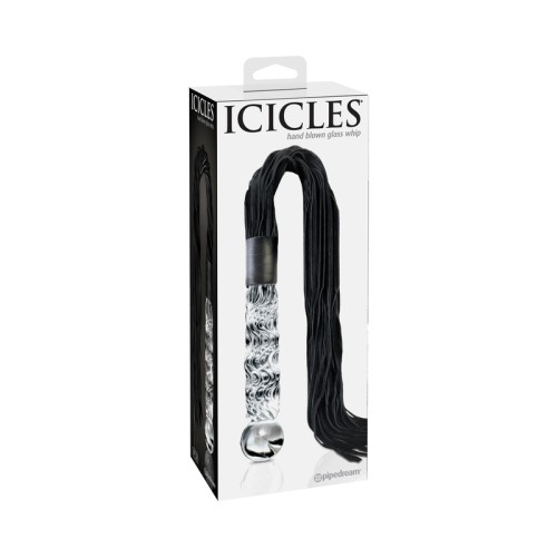 Icicles No. 38 Leather Flogger with Glass Handle - Unique Pleasure