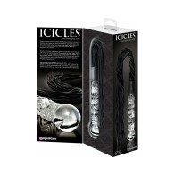 Icicles No. 38 Leather Flogger with Glass Handle - Unique Pleasure