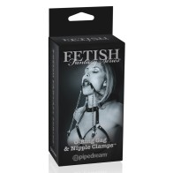 Pipedream Fetish Fantasy Gag Ajustable y Pinzas para Pezones