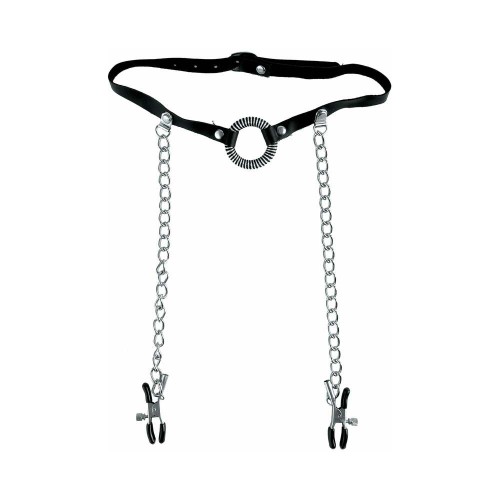 Pipedream Fetish Fantasy Adjustable O-Ring Gag and Nipple Clamps