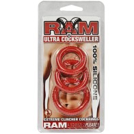 Ram Ultra Silicone Cocksweller 3 Cock Rings Red